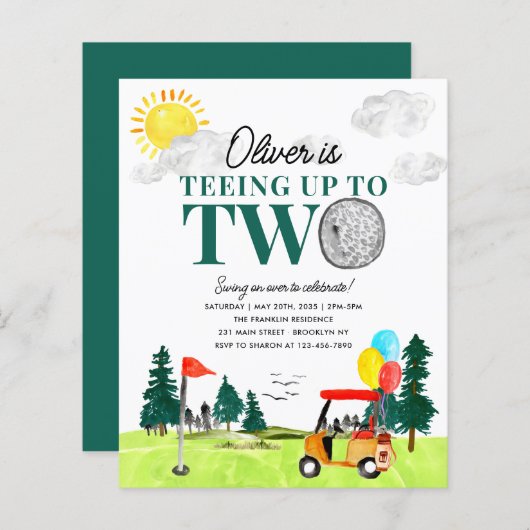 Budget Teeing naar Two Golf Boy Golfing 2e Verjaar (Voorkant / Achterkant)