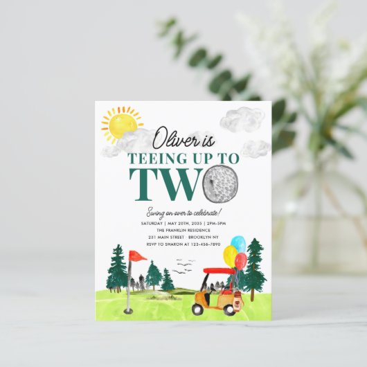 Budget Teeing naar Two Golf Boy Golfing 2e Verjaar (Staand voorkant)