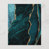 Budget Teelblauw Goud Agate Script Trouwmenu (Achterkant)