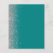 Budget Teelblauw Zilveren Glitter Rand Trouwmenu (Achterkant)