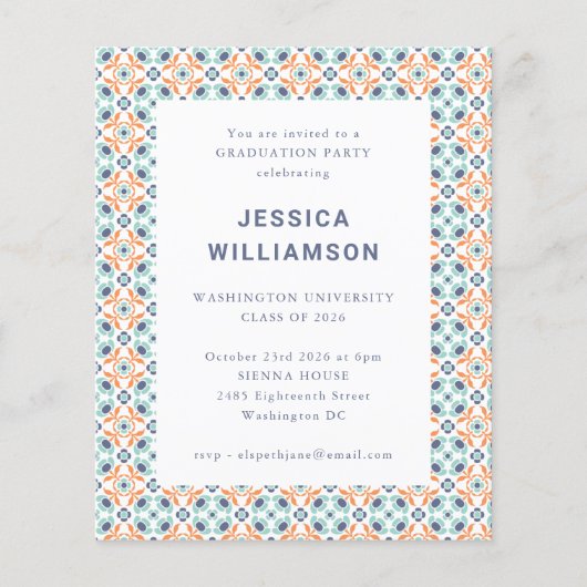 Budget  Tegel Graduation Party Invitation (Voorkant)