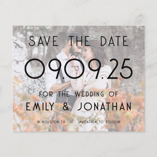 Budget Tekst Foto Overlay Bruiloft De datum opslaa (Voorkant)