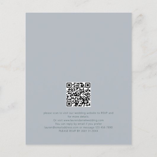 Budget Tekst QR Code Blush Roze Bruiloft (Achterkant)