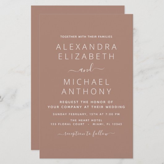 Budget Terra Cotta Boho Wedding Modern Simple (Voorkant / Achterkant)