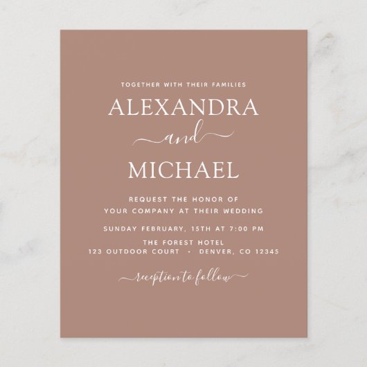 Budget Terra Cotta Boho Wedding Modern Simple (Voorkant)