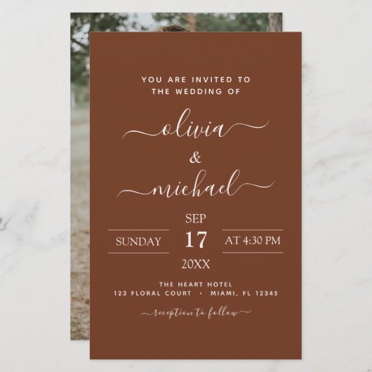 Budget Terra Cotta Boho Wedding Modern Simple (Voorkant / Achterkant)