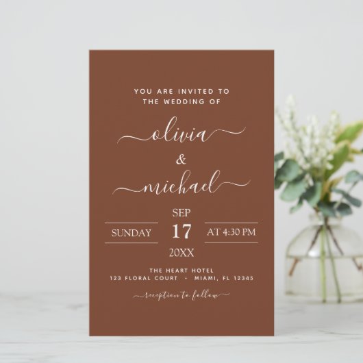 Budget Terra Cotta Boho Wedding Modern Simple (Staand voorkant)