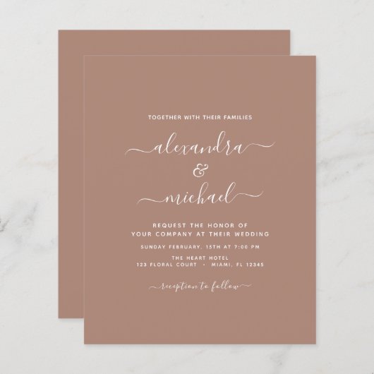 Budget Terra Cotta Boho Wedding Modern Simple (Voorkant / Achterkant)