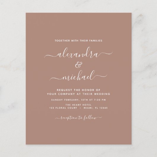 Budget Terra Cotta Boho Wedding Modern Simple (Voorkant)