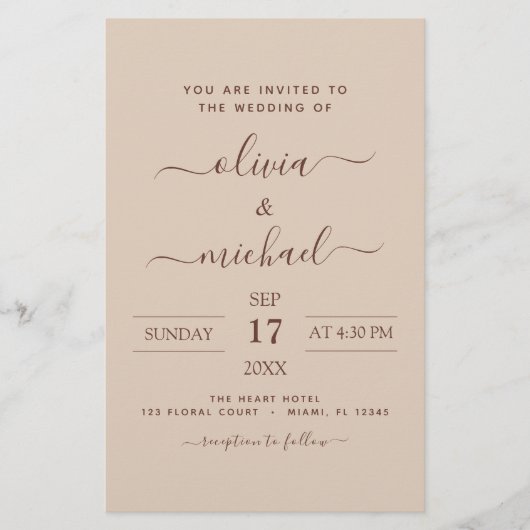 Budget Terra Cotta Boho Wedding Modern Simple (Voorkant)