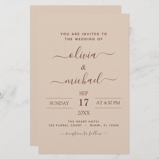 Budget Terra Cotta Boho Wedding Modern Simple (Voorkant / Achterkant)