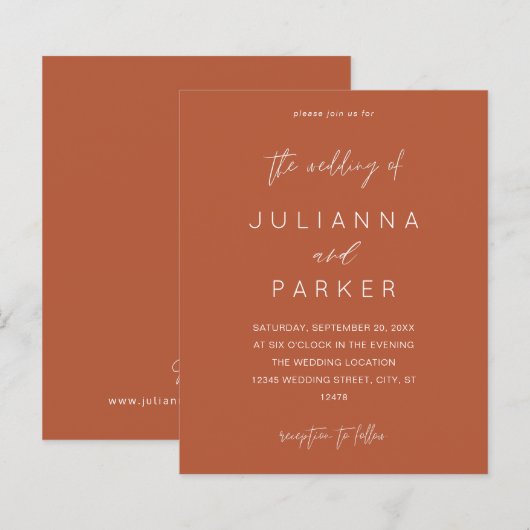 Budget Terra Cotta MOD Calligraphy Wedding (Voorkant / Achterkant)