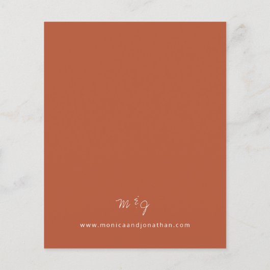 Budget Terra Cotta MOD Calligraphy Wedding Flyer (Achterkant)