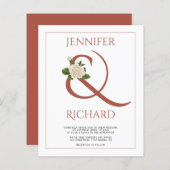 BUDGET terracotta ampersand bruiloft uitnodiging (Voorkant / Achterkant)