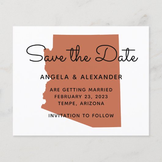 Budget Terracotta Arizona Wedding Save the Date (Voorkant)