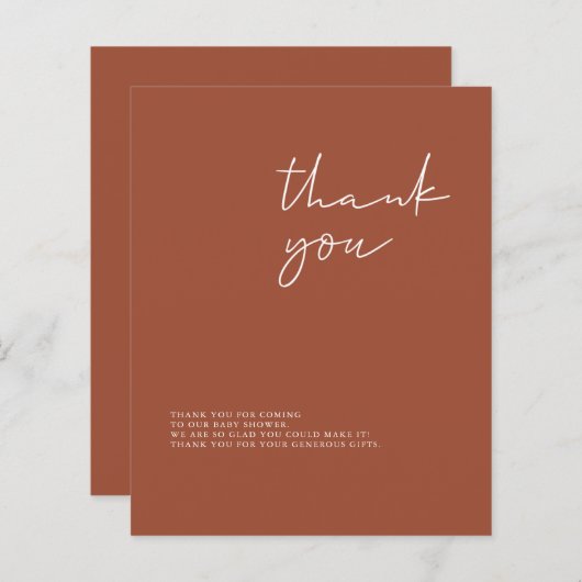 Budget Terracotta Baby shower - Hartelijk dank (Voorkant / Achterkant)