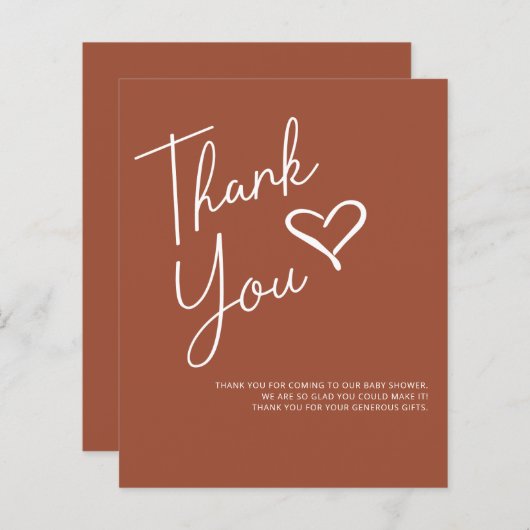 Budget Terracotta Baby shower Hartelijk dank (Voorkant / Achterkant)