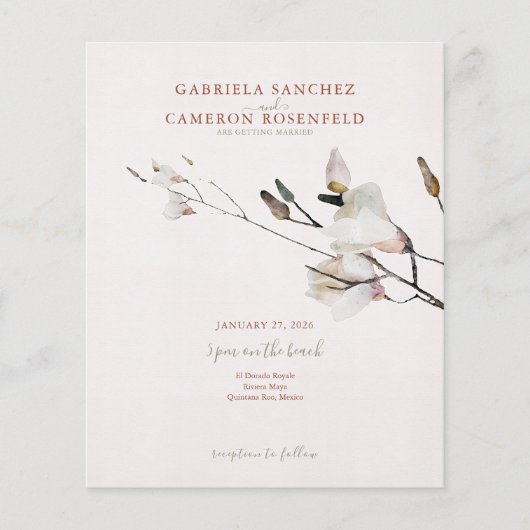 Budget Terracotta Bloemencode QR Code Huwelijksuit (Voorkant)