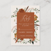 Budget terracotta bloemrijke elegante trouwomheini informatiekaartje (Voorkant)