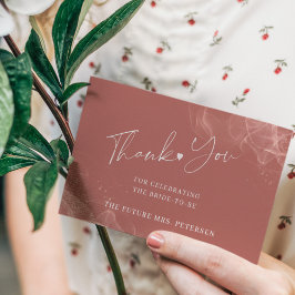 Budget terracotta blush bruiloft dank je notitiekaartje