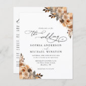 Budget Terracotta Boho Bloemen Bruiloft Uitnodigin (Voorkant / Achterkant)