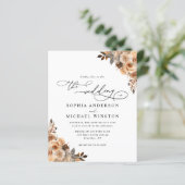 Budget Terracotta Boho Bloemen Bruiloft Uitnodigin (Staand voorkant)