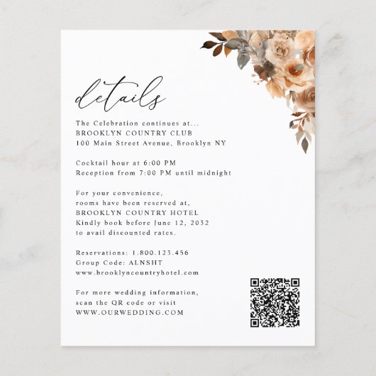 Budget Terracotta Boho Bloemen Bruiloft Uitnodigin (Achterkant)