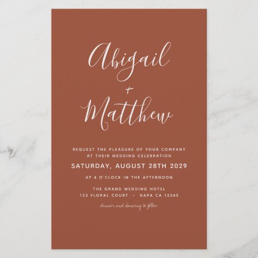 Budget Terracotta Boho Eenvoudige Trouw Uitnodigin Flyer (Voorkant)