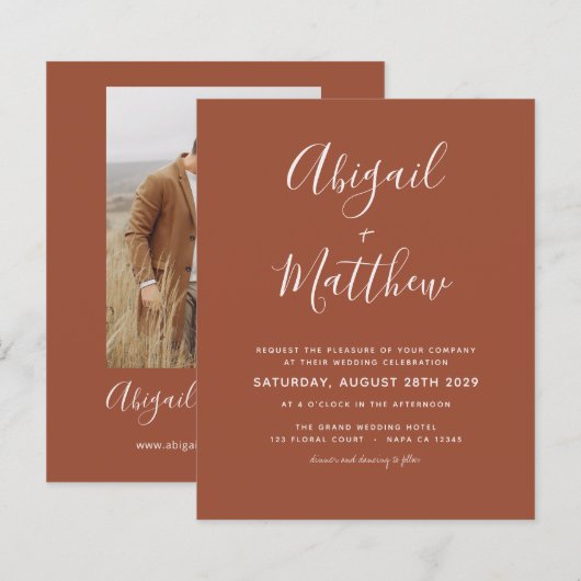 Budget Terracotta Boho Foto Weddenschap (Voorkant / Achterkant)