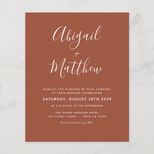 Budget Terracotta Boho Foto Weddenschap Flyer (Voorkant)