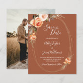 Budget Terracotta Boho Foto Wedding Save the Date (Voorkant / Achterkant)