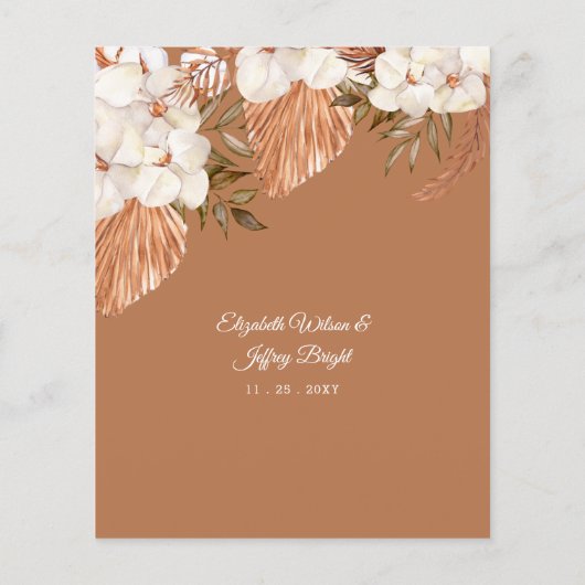 Budget Terracotta Boho Pampas Wedding Uitnodiging (Achterkant)
