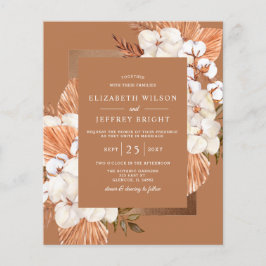 Budget Terracotta Boho Pampas Wedding Uitnodiging