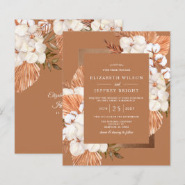 Budget Terracotta Boho Pampas Wedding Uitnodiging