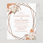 Budget Terracotta Boho Pampas Wedding Uitnodiging (Voorkant)