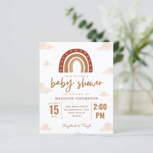 Budget Terracotta Boho Rainbow Baby shower (Staand voorkant)
