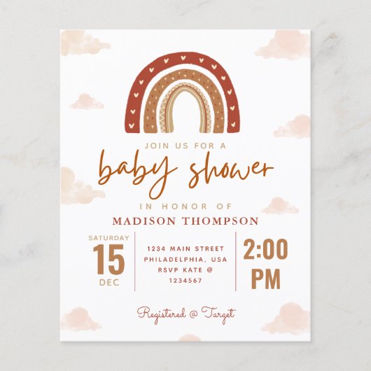 Budget Terracotta Boho Rainbow Baby shower (Voorkant)