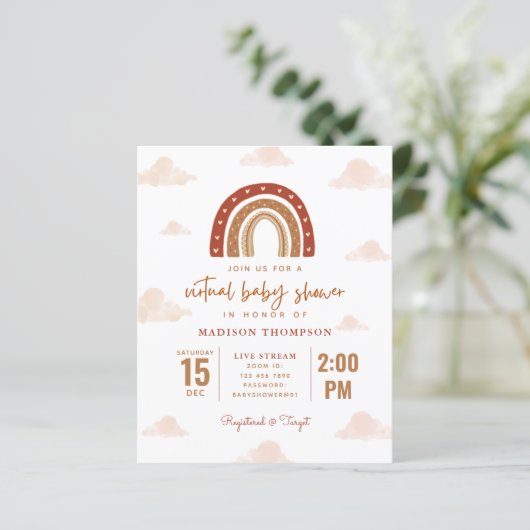 Budget Terracotta Boho Rainbow Virtual Baby shower (Staand voorkant)