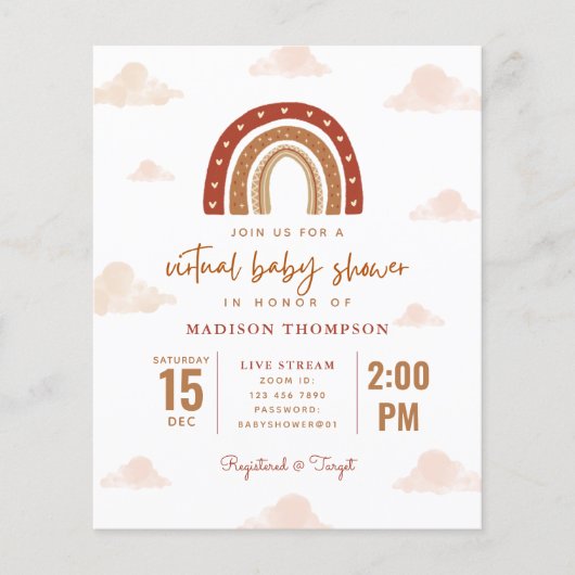 Budget Terracotta Boho Rainbow Virtual Baby shower (Voorkant)