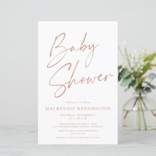 Budget Terracotta Boho Simple Script Baby shower (Staand voorkant)
