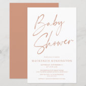 Budget Terracotta Boho Simple Script Baby shower (Voorkant / Achterkant)