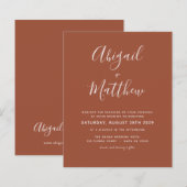 Budget Terracotta Boho Simple Wedding Uitnodiging (Voorkant / Achterkant)