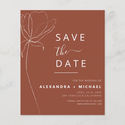 Budget Terracotta Boho sparen de Datum Foto (Voorkant)