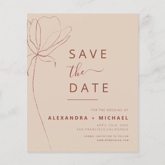 Budget Terracotta Boho sparen de Datum Foto Flyer (Achterkant)