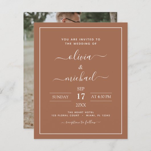 Budget Terracotta Boho Wedding Modern Simple (Voorkant / Achterkant)