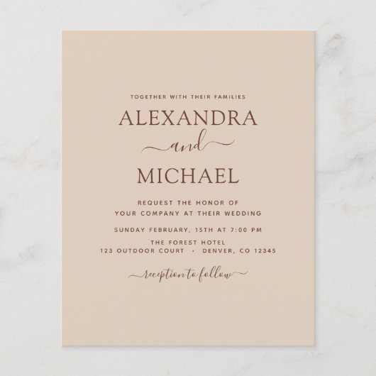 Budget Terracotta Boho Wedding Modern Simple Flyer (Voorkant)