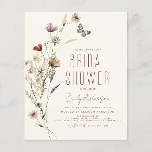 Budget Terracotta Boho Wildflower Vrijgezellenfees Flyer (Voorkant)