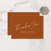 Budget terracotta bruiloft bedankt u script notitiekaartje (Voorkant / Achterkant in situ)