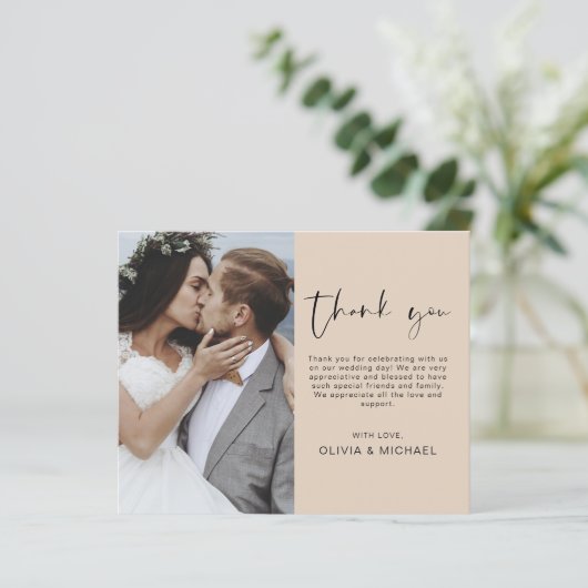 Budget terracotta bruiloft dank u fotokaart (Staand voorkant)