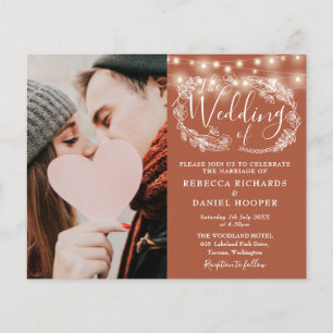 Budget terracotta bruiloft details foto uitnodigen